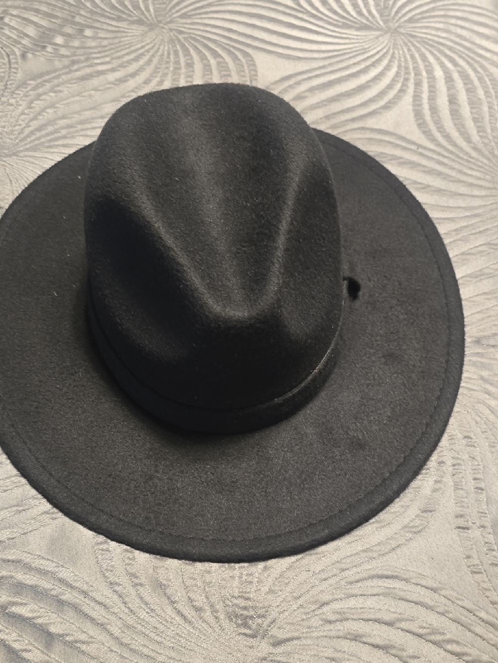 Black Wide-Brim Wool Fedora Hat